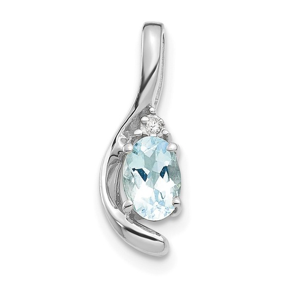 14k White Gold Aquamarine and Diamond Pendant